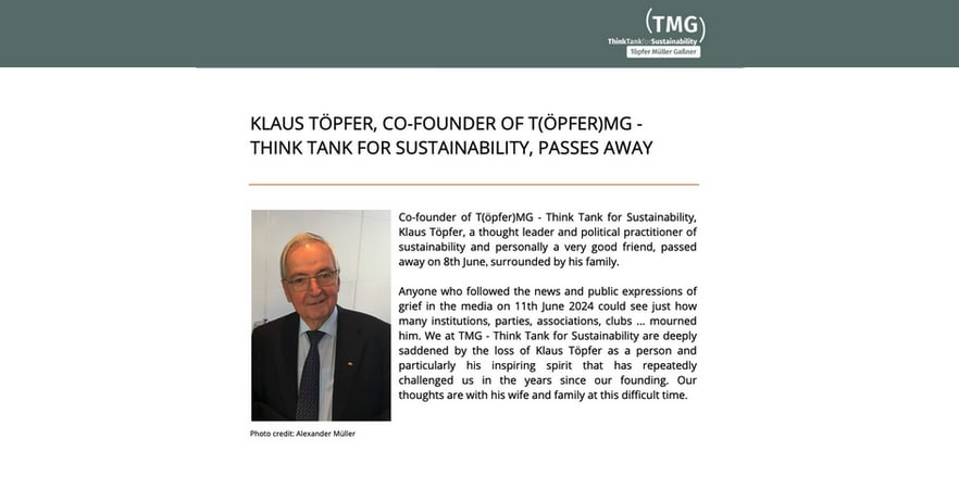 Klaus Töpfer: A tribute